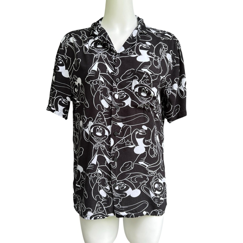 Divided Sorcerer Mickey Mouse Shirt Mens Womens S 38" Black White Line Art
